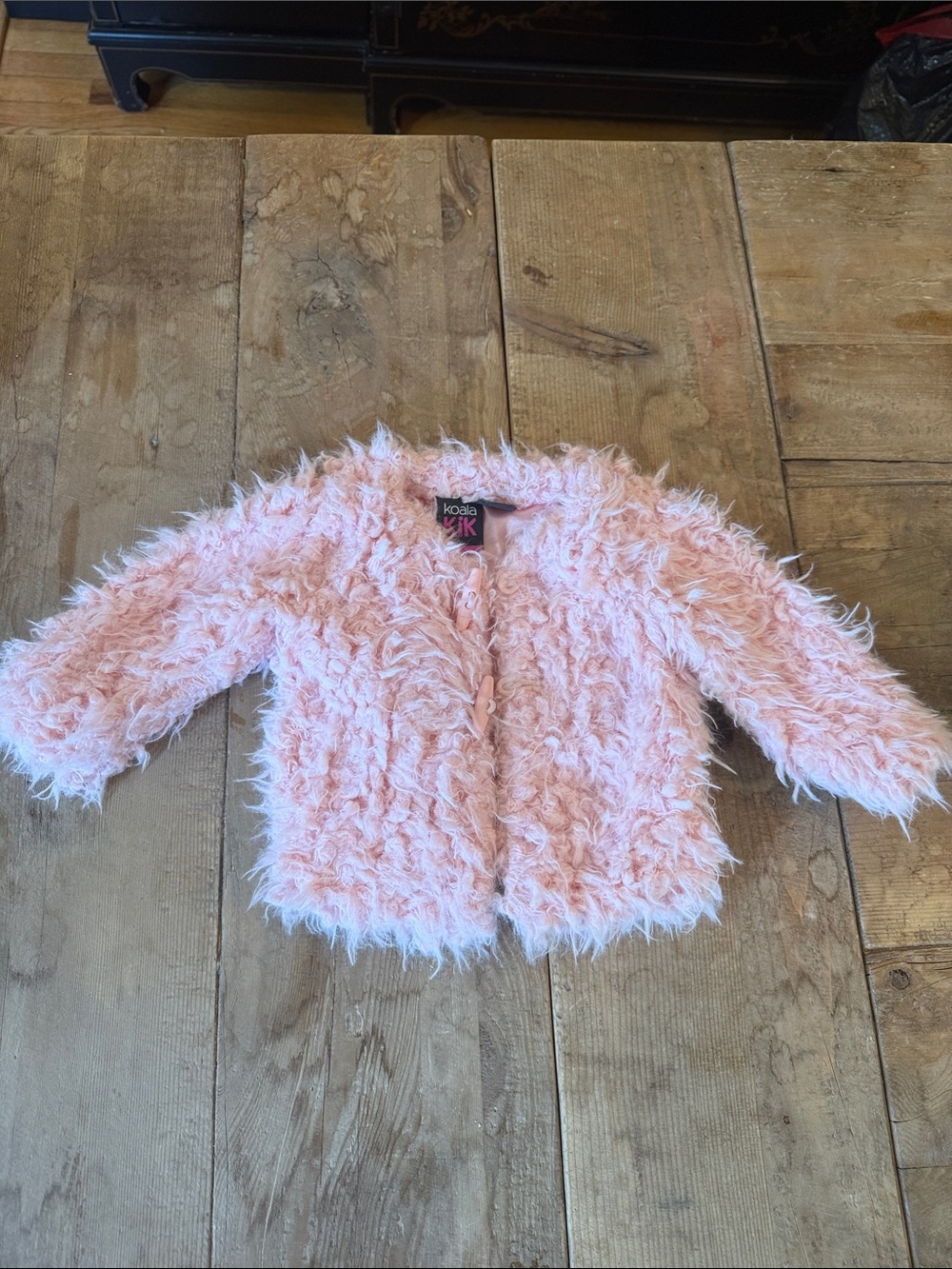 Koala Kids Soft Pink Fuzzy Girls' Jacket - Cozy Faux-Fur Cardigan